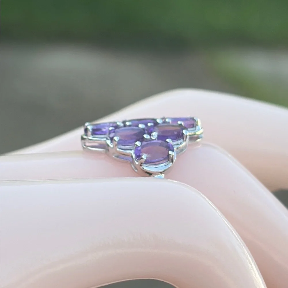 Natural 3.30 carat Genuine Amethyst Waterfall Design Cluster Ring Size 8
